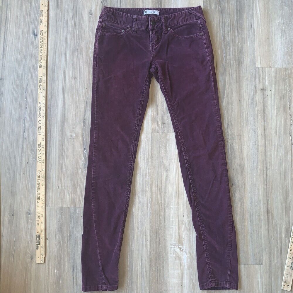 Free People Skinny Corduroy Jeans Womens W26 Light Distress Low Rise Purple